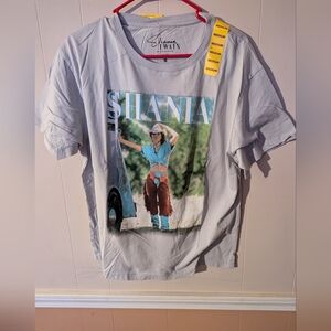New Shania Twain Print Cotton Short Sleeve Tee Size Medium Gray